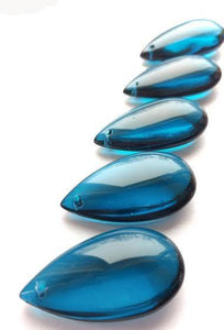 Zircon Blue Smooth Teardrop, Chandelier Crystals, Pack of 5 - ChandelierDesign