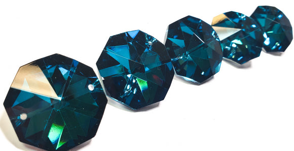 Metallic Zircon Blue Octagon Beads 30mm Chandelier Crystals, Pack of 5 - ChandelierDesign